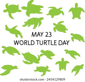 May 23 is World Turtle Day Vector illustration. 
Good for banner, poster, greeting card, party card, invitation, template, advertising, campaign, and social media. 