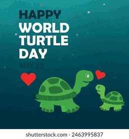 May 23, World Turtle Day. Colorful Vector