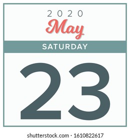 May 23rd, 2020. Calendar day icon. Red and grey color.