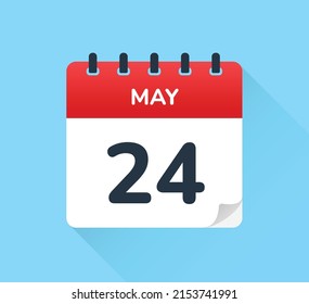 May 24, daily calendar icon. Date, time, day, month concept.