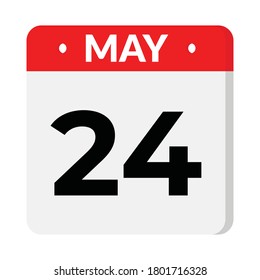 may 24 flat style calendar icon, vector illustration