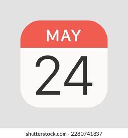 May 24 icon isolated on background. Calendar symbol modern, simple, vector, icon for website design, mobile app, ui. Vector Illustration
