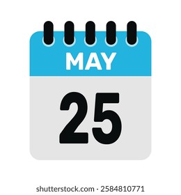 may 25 calendar icon reminder Vector page month design Illustration