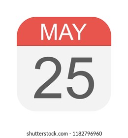 May 25 - Calendar Icon - Vector Illustration