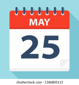 May 25 - Calendar Icon - Vector Illustration