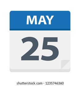 May 25 - Calendar Icon - Vector Illustration