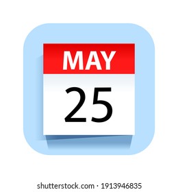 May 25. Calendar Icon. Vector Illustration.