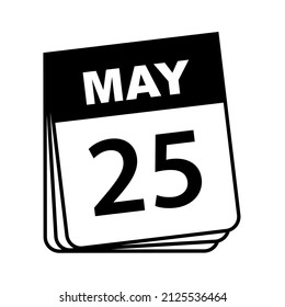 May 25. Calendar Icon. Vector Illustration.