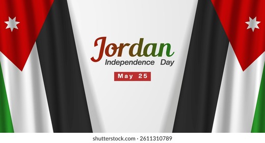May 25th is Jordan Independence Day. Two jordan flag. Great for posters, banners, social media and more. White background.