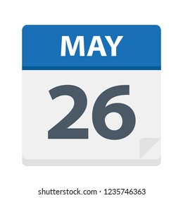 May 26 - Calendar Icon - Vector Illustration