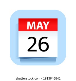 May 26. Calendar Icon. Vector Illustration.