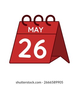 may 26 desk calendar vector on white background
Vector red calendar flat icon