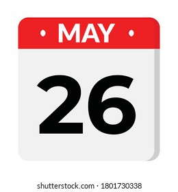 May 26 flat style calendar icon