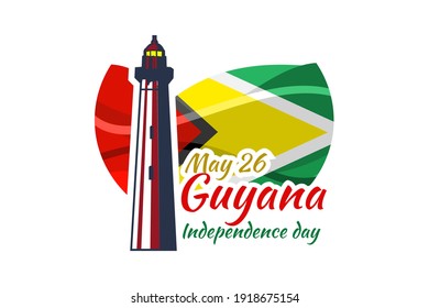 May 26, Independence Day of Guyana vector illustration. Suitable for greeting card, poster and banner.