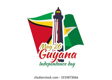 May 26, Independence Day of Guyana vector illustration. Suitable for greeting card, poster and banner.