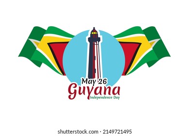 May 26, Independence Day of Guyana vector illustration. Suitable for greeting card, poster and banner.