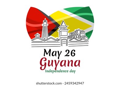 26 de mayo, Día de la Independencia de la Ilustración vectorial de Guyana. Adecuado para tarjeta de felicitación, póster y Anuncio.