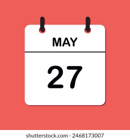 May 27. Daily Calendar icon for design. Simple design for business brochure, flyer, print media, advertisement. Easily editable.