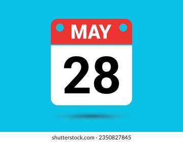 28 de mayo Fecha del calendario Icono plano Día 28 Ilustración vectorial