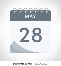 May 28 - Calendar Icon - Vector Illustration. Gray calendar.