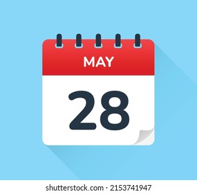 May 28, calendar icon vector illustration. Date and month design concept.