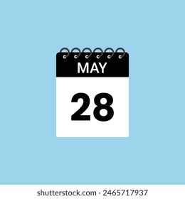 May 28  calendar reminder. 28th May Date Month calendar icon design template.