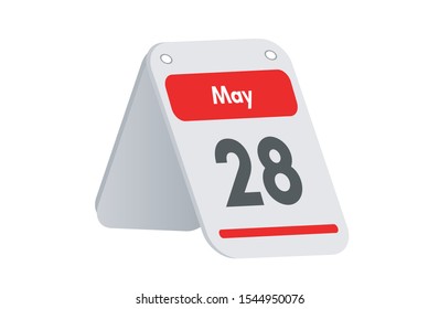 May 28th calendar icon. Day 28 of month. Vector illustration.