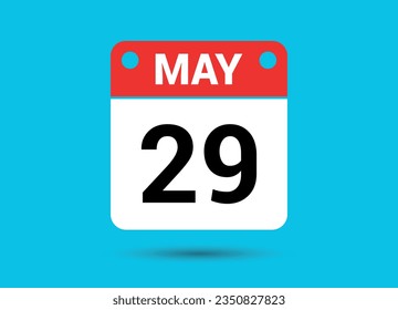 May 29 Calendar Date Flat Icon Day 29 Vector Illustration