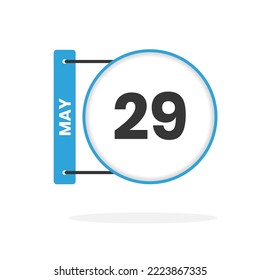Icono del calendario del 29 de mayo. Ilustración vectorial de icono de calendario de fecha, mes