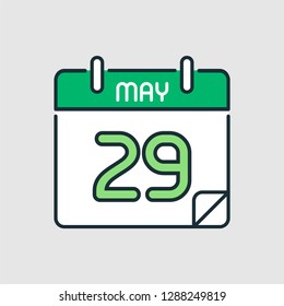 May 29. Flat icon calendar isolated on gray background. Vector illustration.