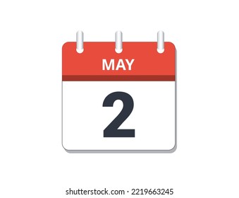 May 2nd calendar icon vector. Concept of schedule, business and tasks
