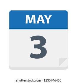 May 3 - Calendar Icon - Vector Illustration