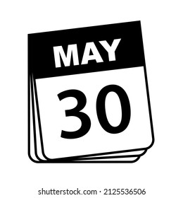 30 de mayo. Icono de calendario. Ilustración vectorial.