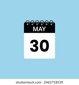 May 30 calendar reminder. 30th May Date Month calendar icon design template.