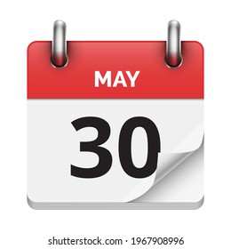 May 30 flat daily realistic calendar icon date vector image