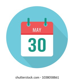 May 30 icon calendar flat. Date.