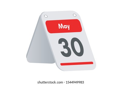 May 30th calendar icon. Day 30 of month. Vector illustration.