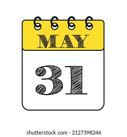 May 31 calendar icon. Vector illustration in flat style.