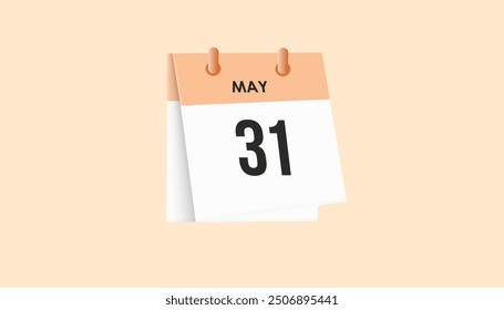 31 de mayo - calendario y planificador de tiempo. Recordatorio de icono de calendario diario. Ilustración vectorial.