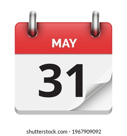 May 31 flat daily realistic calendar icon date vector image
