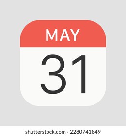 May 31 icon isolated on background. Calendar symbol modern, simple, vector, icon for website design, mobile app, ui. Vector Illustration