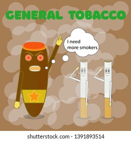 May 31, No Tobacco Day, Cuban cigar orders cigarettes to capture more people. Vector illustration