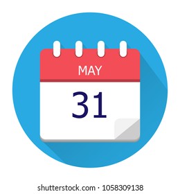 May 31. Vector flat daily calendar icon. Date and time, day, month. Holiday. Season.