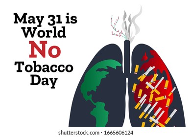 May 31 is World No Tobacco Day. Holiday concept. Template for background, banner, card, poster with text inscription. Vector EPS10 illustration
