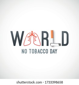 May 31, World no tobacco day. Stop smoking concept, broken cigarette and lungs icon. Vector illustration.
