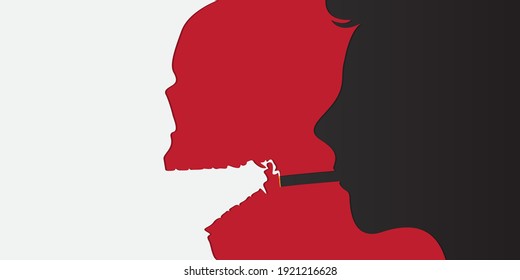 May 31st World No Tobacco Day banner design. Man smoking cigarette and smoke turned into a skull to convey the dangers of smoking. Stop smoking poster for disease warning. No smoking sign. Vector.