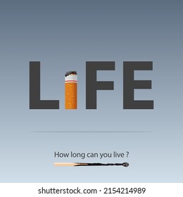 May 31st World No Tobacco Day banner design. Smoking causes death faster concept. Stop smoking poster for disease warning. No smoking sign. Vector Illustration.