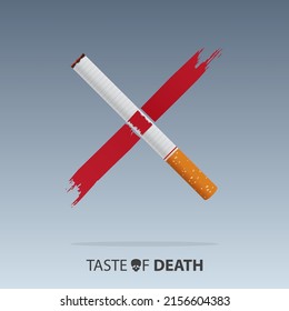 May 31st World No Tobacco Day banner design. No smoking sign. Red alert symbol cross cigarette on white. Sticker label for poster and banner. Sticker warning that smoking is prohibited. Vector.