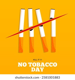 May 31st World No Tobacco Day concept design. No Smoking Day poster. Quit smoking for awareness banner. Stop smoking concept.  Vector Illustration.