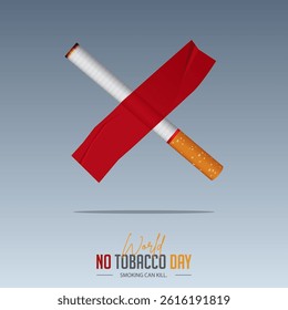 May 31st World No Tobacco Day concept design. No Smoking Day poster. Quit smoking banner. Crossed cigarettes for the prohibition of smoking or quitting smoking.  Vector Illustration.